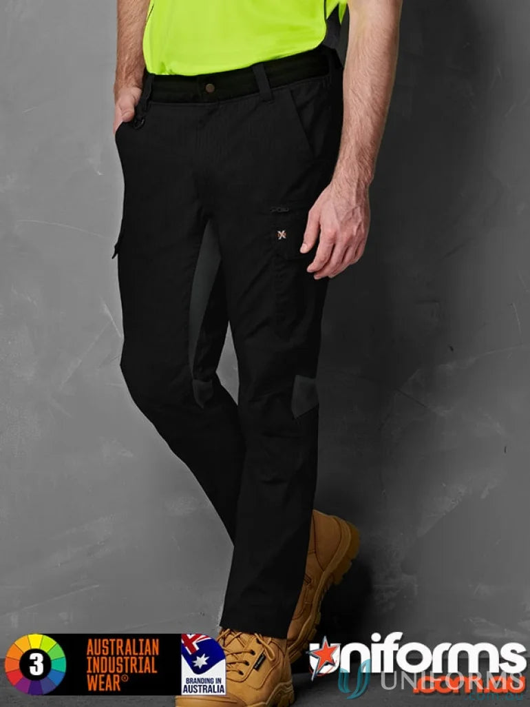 Men’s black Ripstop Stretch Work Pants with reinforced knees and multiple load-bearing pockets