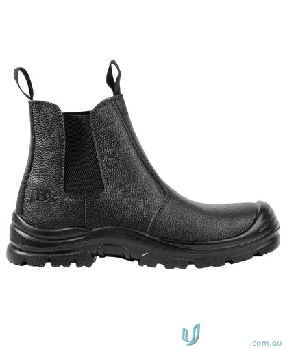 Black leather Rock Face Elastic Sided Boot with durable sole, resistant for work uniforms