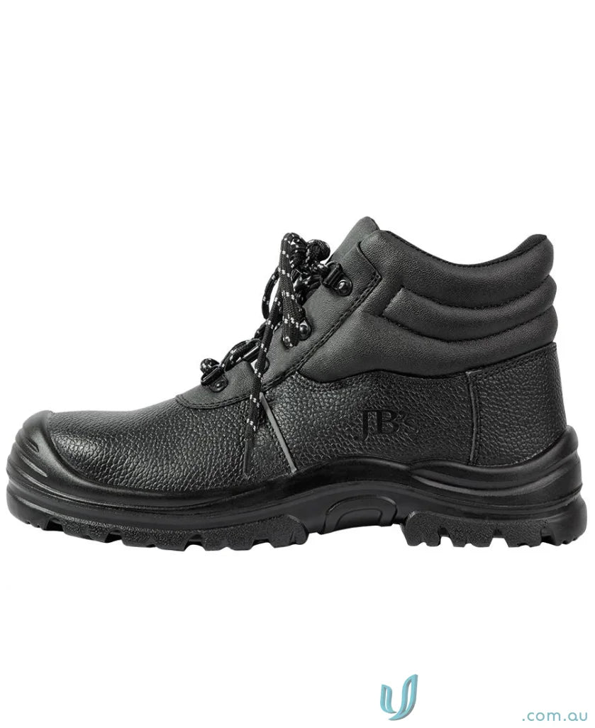 Black leather Rock Face Lace Up Boot with durable sole for workwear uniforms