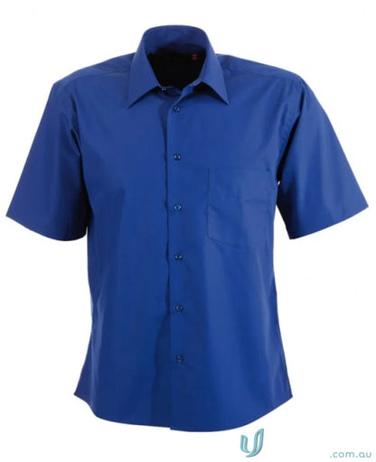 Royal blue men’s Rodeo SS shirt with single chest pocket, perfect for rodeo short sleeve style