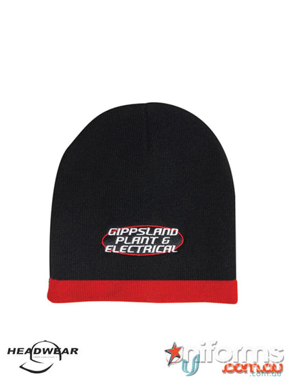 Black and red roll down two tone acrylic beanie for stylish winter looks