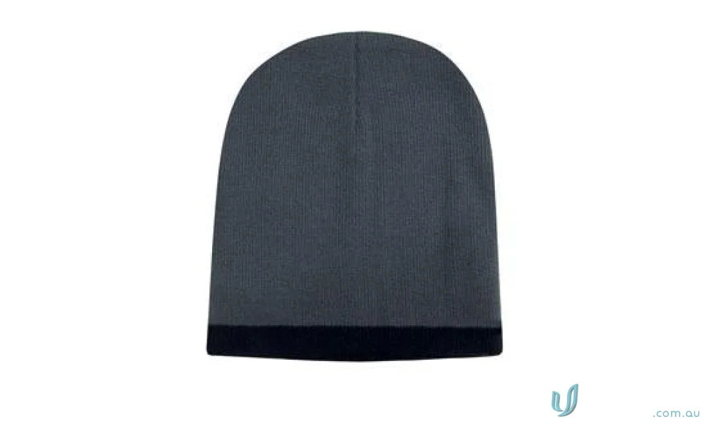 Gray two tone acrylic beanie with black brim, perfect Roll Down Two Tone Acrylic Beanie style