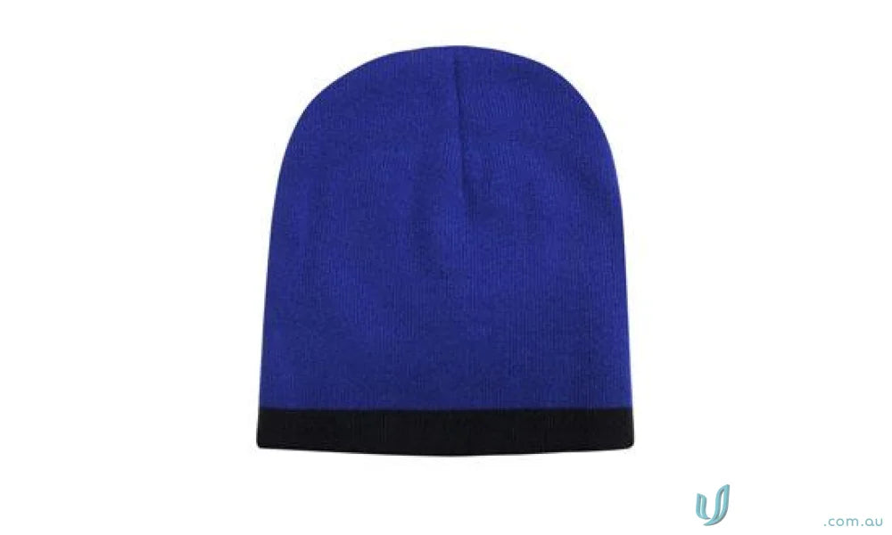 Blue and black two tone acrylic beanie from Roll Down Two Tone Acrylic Beanie- Toque