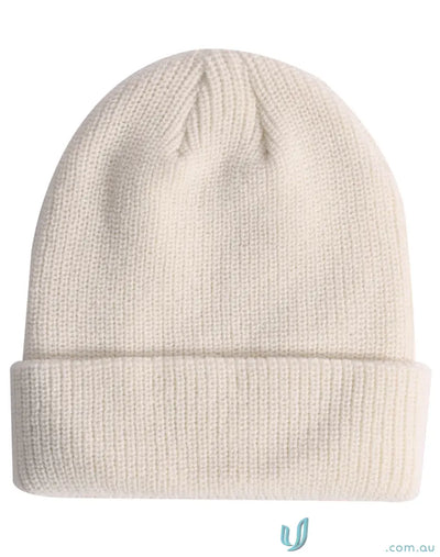 Off-white cable knit pattern snug beanie from the Winning Spirit Roll collection