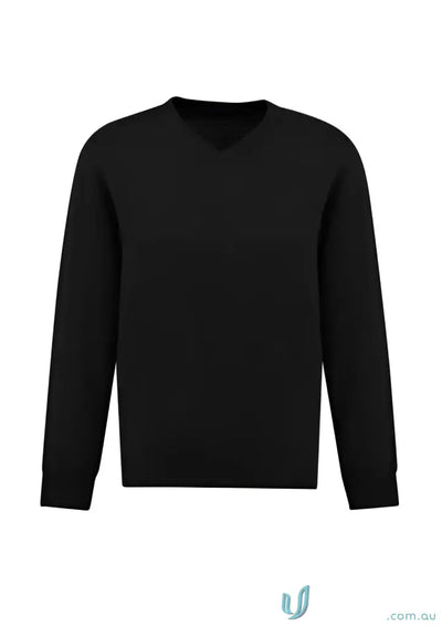 Black V-neck sweater from the Roma Knit collection Roma Knit Pullover in merino wool