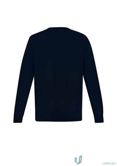 Navy blue long-sleeved Roma Knit Pullover from the Roma Knit collection, made of merino wool