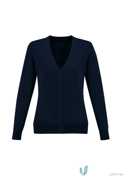 Navy blue Roma Ladies Knit V-neck Cardigan from Biz Collection Roma for ladies