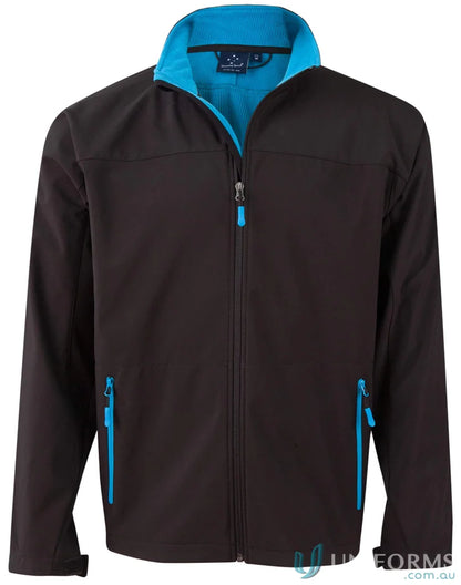 Winning Spirit Rosewall SoftShell Jacket with black color and blue contrasting polar fleece