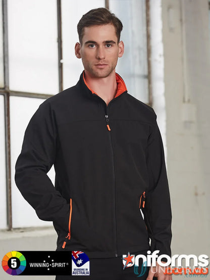 Winning Spirit Rosewall SoftShell Jacket with black softshell and contrasting orange accents