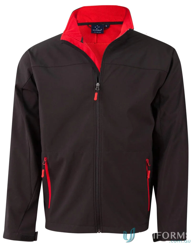 Winning Spirit Rosewall SoftShell Jacket with black exterior and red contrasting polar fleece