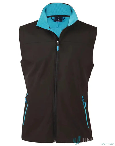 Jk45 Rosewall soft shell vest with sleeveless black design and blue accents for winning spirit