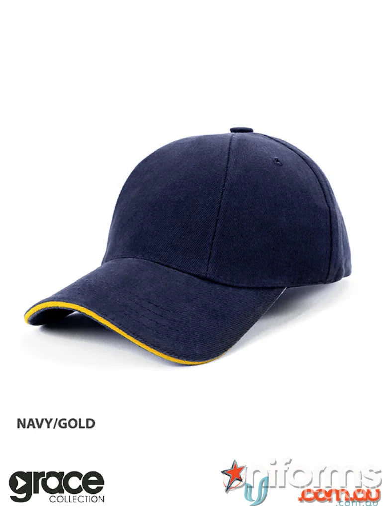 Navy and gold Panel Sandwich Cap for uniforms and workwear, stylish and durable