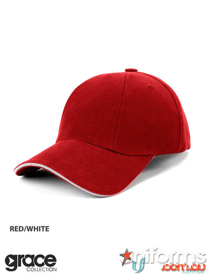Red and white panel sandwich cap ideal for uniforms and workwear styles