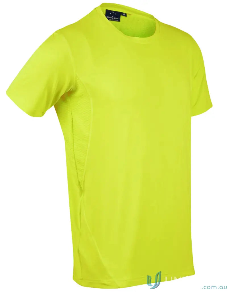 Bright yellow Rotator Sports Tee with cooldry® functions and breathable mesh for uniforms