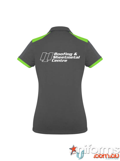 Gray and green polo shirt from RS Centre Ladies Polo, perfect for modern work uniforms