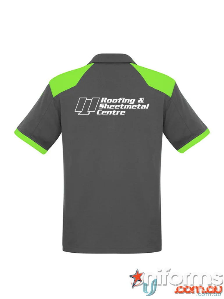 Gray and green UPF rated work shirt from RS Centre with modern fit p705ms mens polo