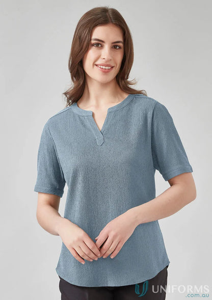 Ruche Short Sleeve Blouse - Blue / W(06) - Blouse