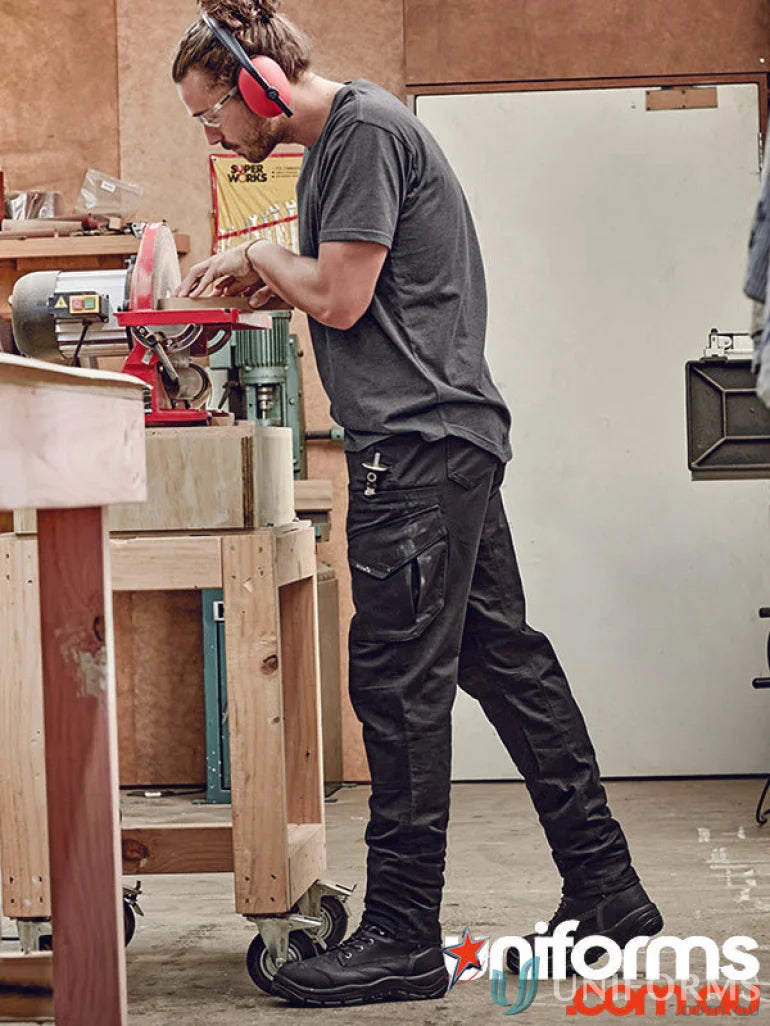 Black Rugged Cooling Stretch Workwear Pants with Ripstop Construction for durability