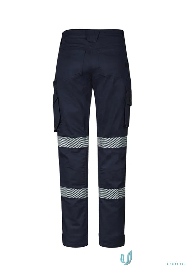 Navy blue Rugged Cooling Stretch Taped Pant with segmented reflective tape and large cargo pockets