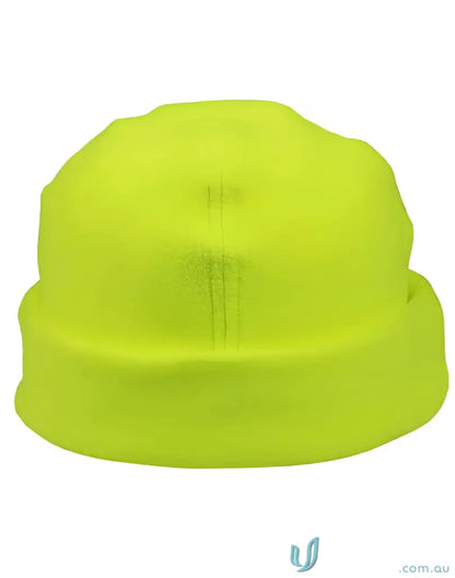 Neon yellow polarfleece beanie from Winning Spirit Safety featuring spirit safety polar design