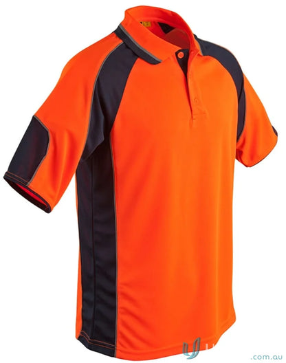 Orange and black SW61 high-vis polo with mini waffle fabric for winning spirit safety