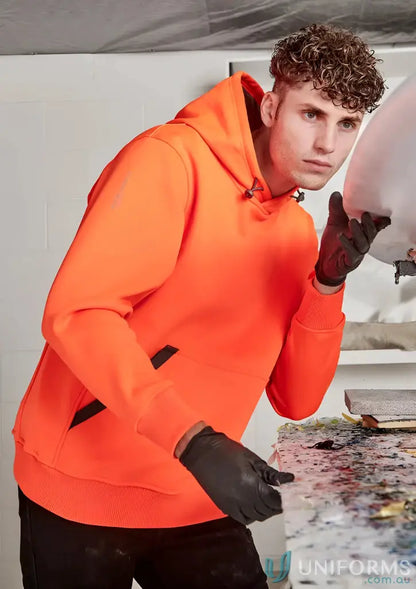 Orange hooded sweatshirt from Safety Water Resistant Hoodie with rain warm soft fleece fabric