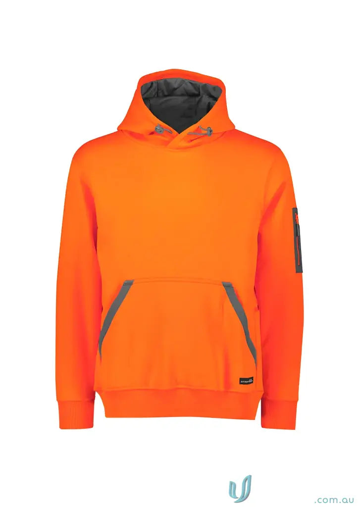 Orange Hoodie with Gray Accents from Safety Water Resistant Hoodie featuring rain warm soft fleece