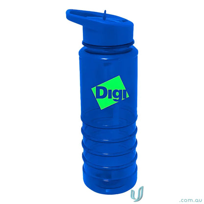 Blue plastic water bottle San Clemente 740ml Tritan with built-in straw