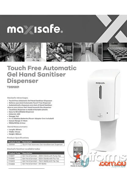 Touch free gel dispenser for uniforms at Sanitiser Sensor Gel Dispenser Touch Free