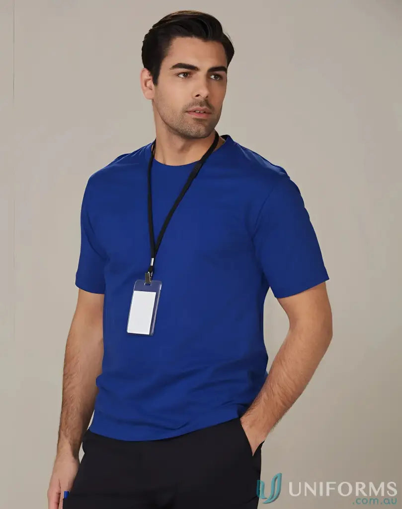TS37 Savvy Tee with twin stitching, dark blue short-sleeve T-shirt and ID holder