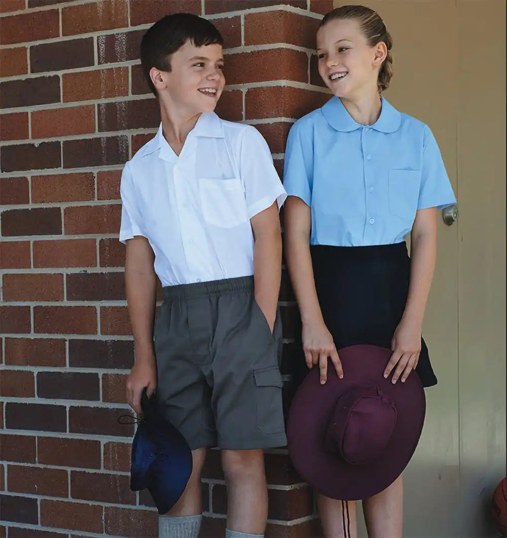 School children in uniform.
