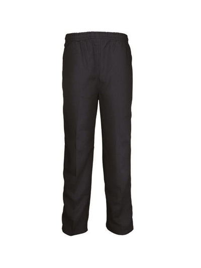 Black straight-leg school trousers with elastic waistband for uniforms