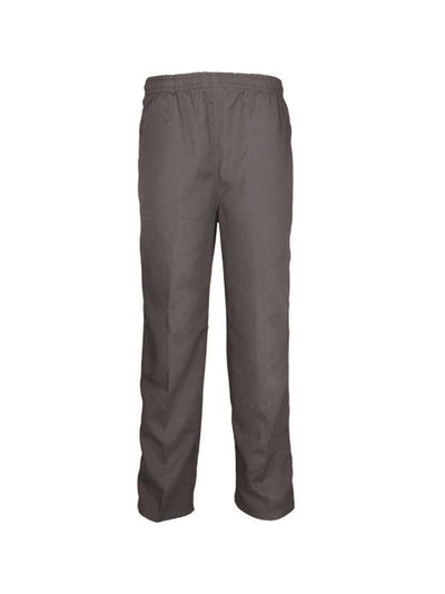 Dark gray straight-leg school trousers with elastic waistband for uniforms