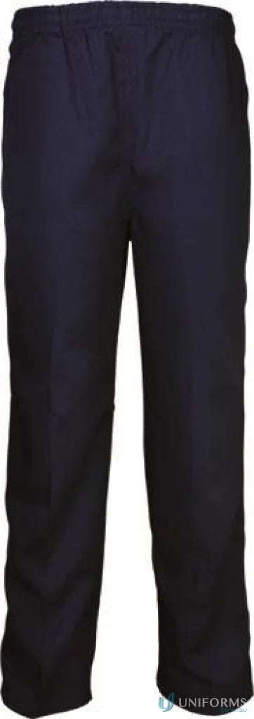 Dark blue school trousers with elasticated waist, perfect for uniforms or workwear