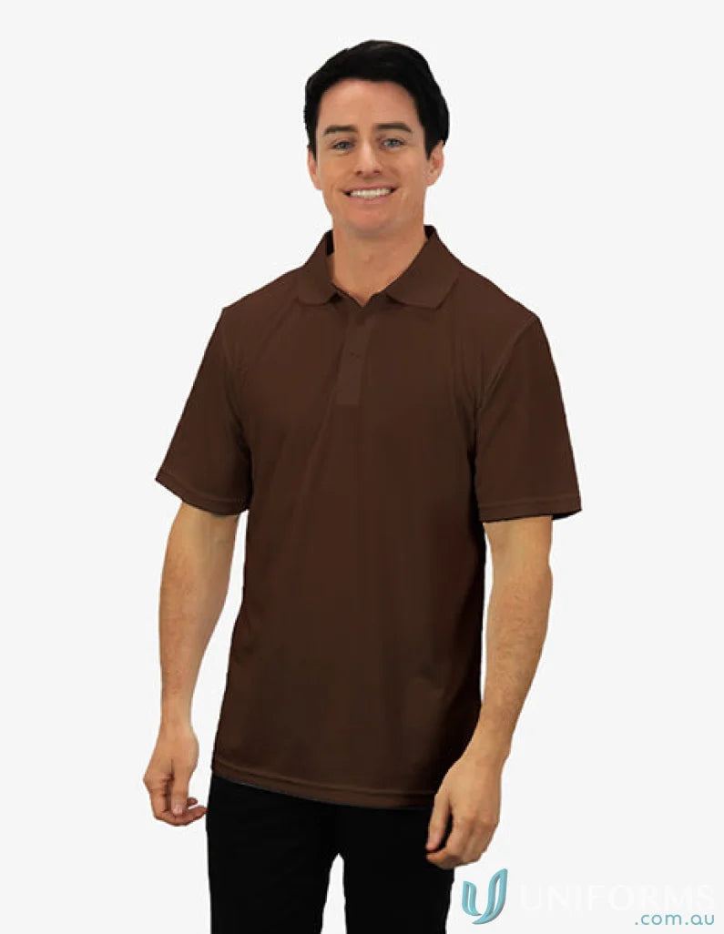 Brown polo shirt from Scorpion Polo with cooldry moisture management tech for comfort