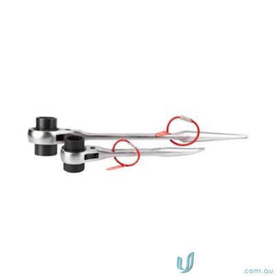 Two silver ratchet wrenches with gripps® screwlock cable for secure tool handling