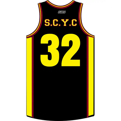 SCYC youth reversible black and yellow jersey with number 32