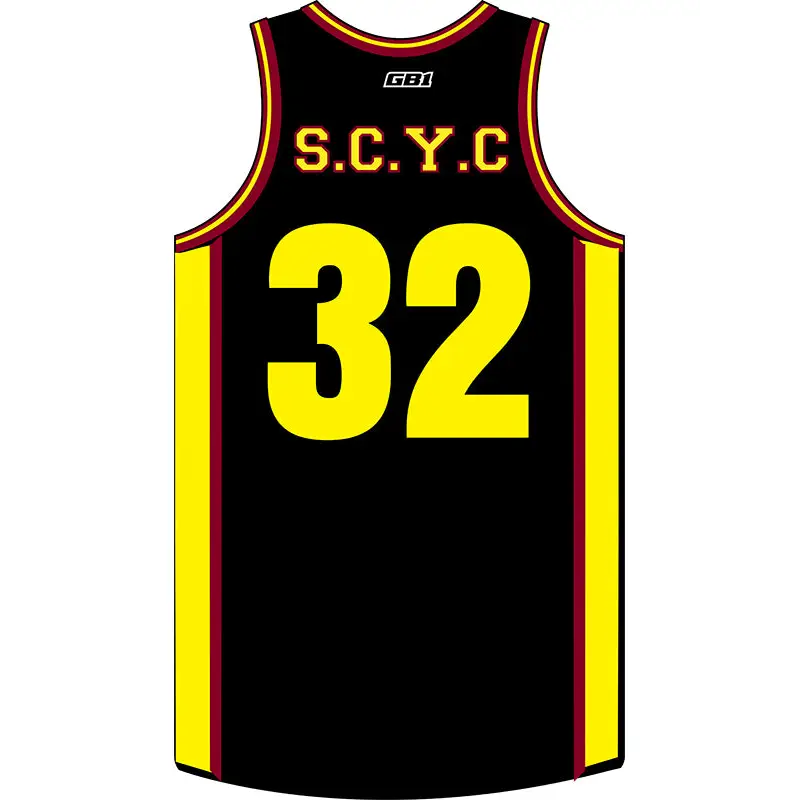 SCYC youth reversible black and yellow jersey with number 32