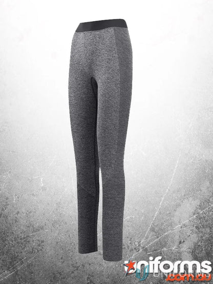 Gray ladies size seamless leggings with four-way stretch for comfy workouts