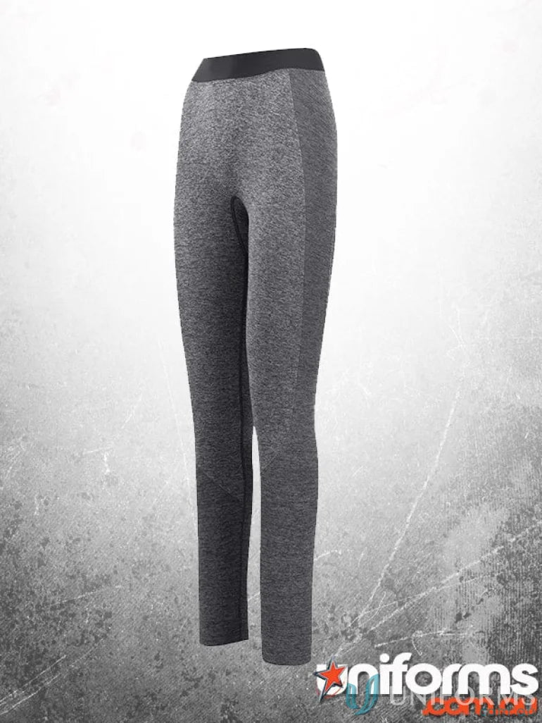 Gray ladies size seamless leggings with four-way stretch for comfy workouts