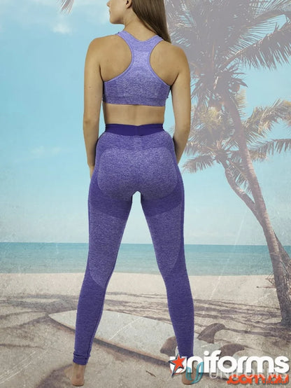 Purple ladies size seamless leggings with four-way stretch for workouts