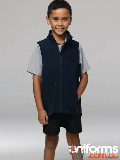 Childs navy fleece vest from Selwyn Kids Vests, perfect for school uniforms or casual workwear