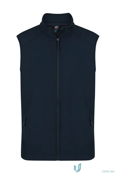Navy blue sleeveless softshell jacket from Selwyn Kids Vests, perfect for work uniforms