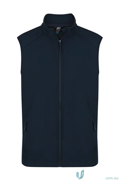 Navy blue sleeveless softshell jacket from Selwyn Kids Vests, perfect for work uniforms