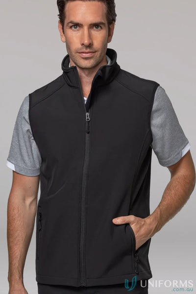 Black softshell vest from Selwyn Mens Vests, perfect for workwear and chest measurement fit