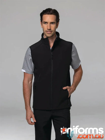 Black zip-up vest from Selwyn Mens Vests, perfect for workwear and chest measurement options