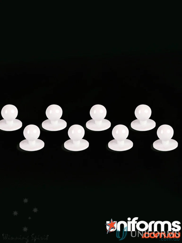 Eight white chefwear buttons from Winning Spirit Set of 8 exchangeable buttons for shirts