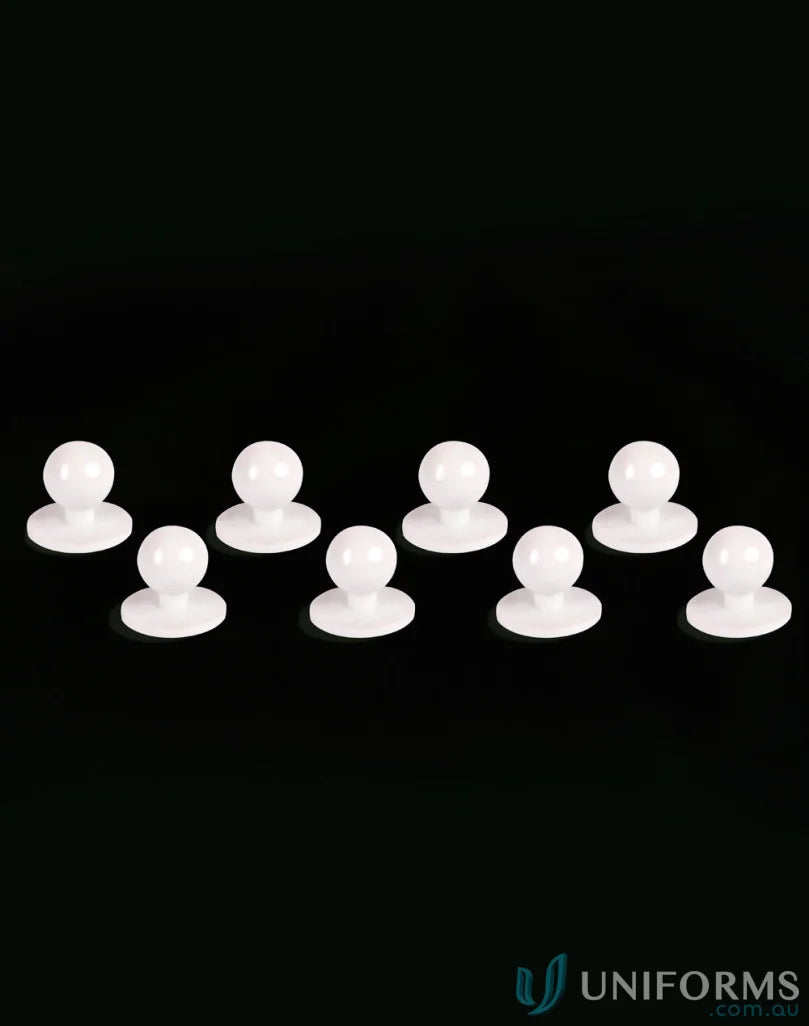 White plastic push pins from Set of 8 ChefWear Buttons for exchangeable buttons
