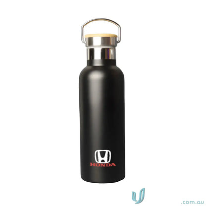 Black Honda stainless steel Shadow 500ml water bottle with handle for on-the-go hydration