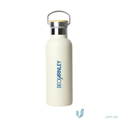 White stainless steel Shadow 500ml water bottle with handle for easy carrying